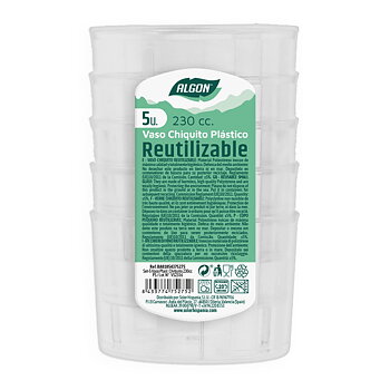 Set med återanvändbara glas Algon Låg Transparent 230 ml Plast 5 antal