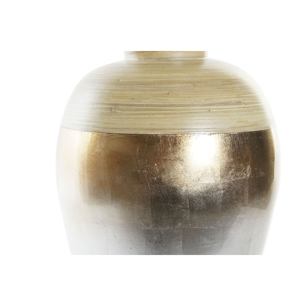 Vas DKD Home Decor Naturell Silvrig Gyllene Pärlemor Bambu Tropiskt Löv av en växt (25 x 25 x 53 cm) - 3