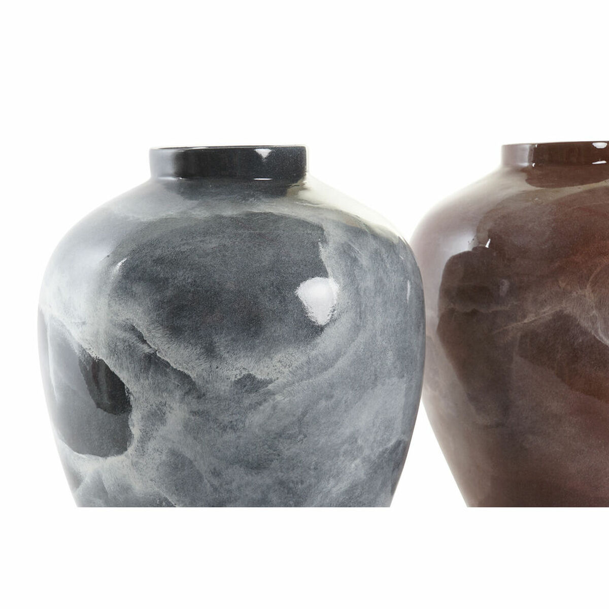 Vas DKD Home Decor Grå 26 x 26 x 32 cm Mörkbrun Modern Lackad (2 antal) - 5