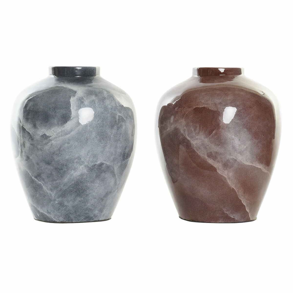 Vas DKD Home Decor Grå 26 x 26 x 32 cm Mörkbrun Modern Lackad (2 antal) - 4