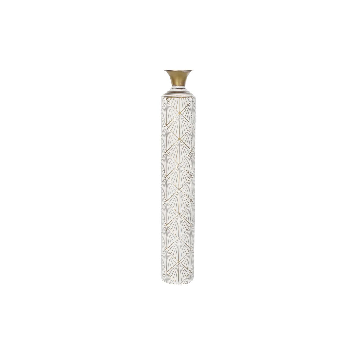 Vas DKD Home Decor 14,5 x 14,5 x 91 cm Gyllene Metall Vit Järn