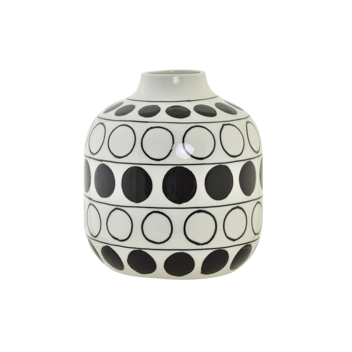 Vas DKD Home Decor Porslin Svart Vit Modern Cirklar 16 x 16 x 18 cm - 4