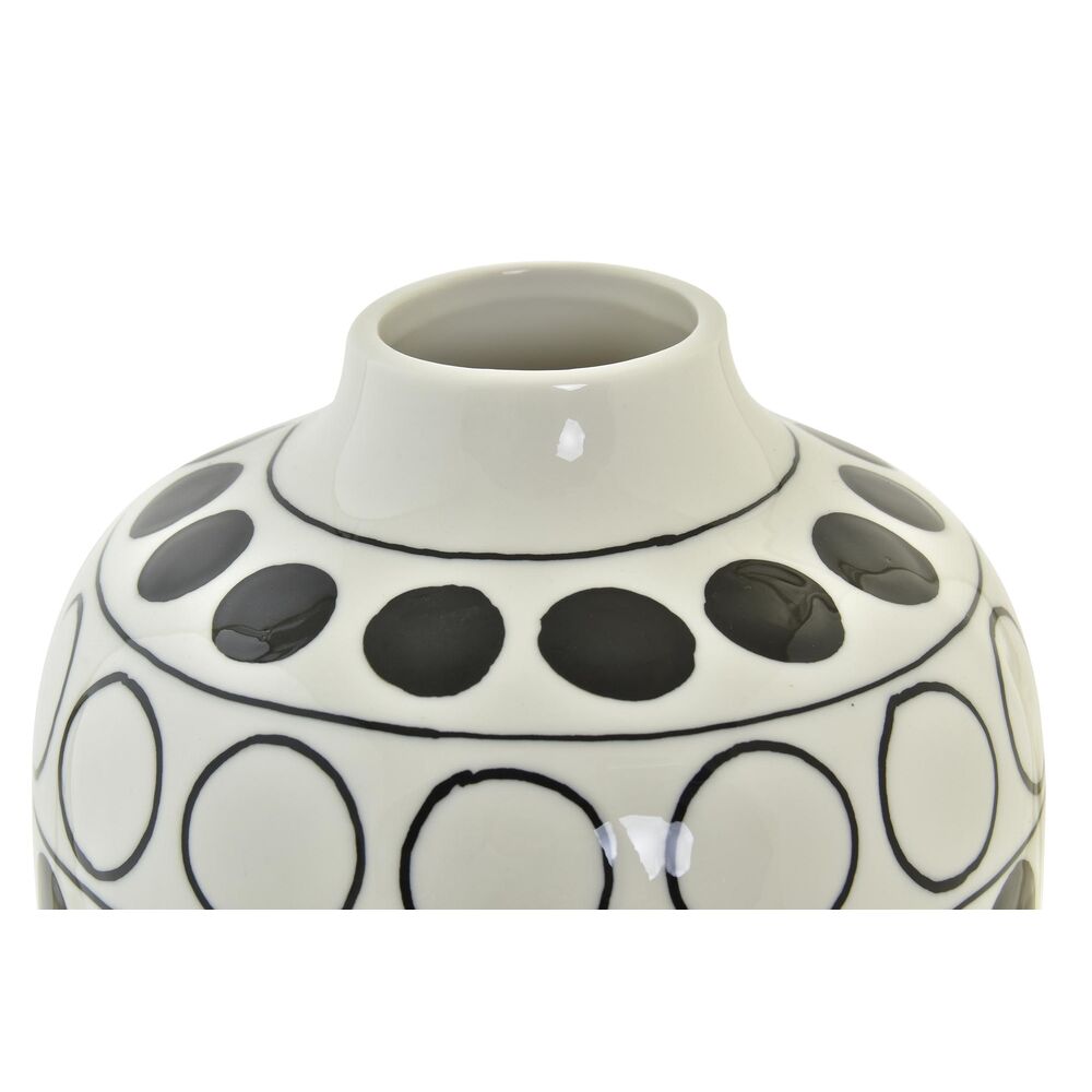 Vas DKD Home Decor Porslin Svart Vit Modern Cirklar 16 x 16 x 18 cm - 3
