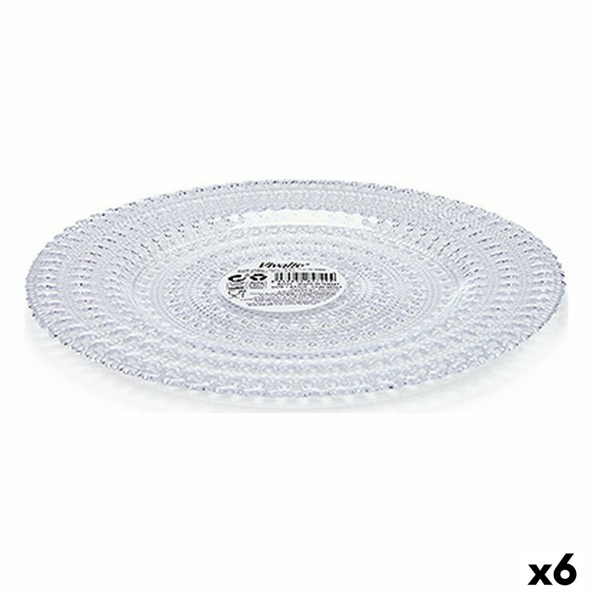 Platt skål Allure Ø 21 cm Transparent Glas (6 antal)