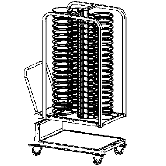 Vagn med ugn rack för plattor 20x2/1 GN