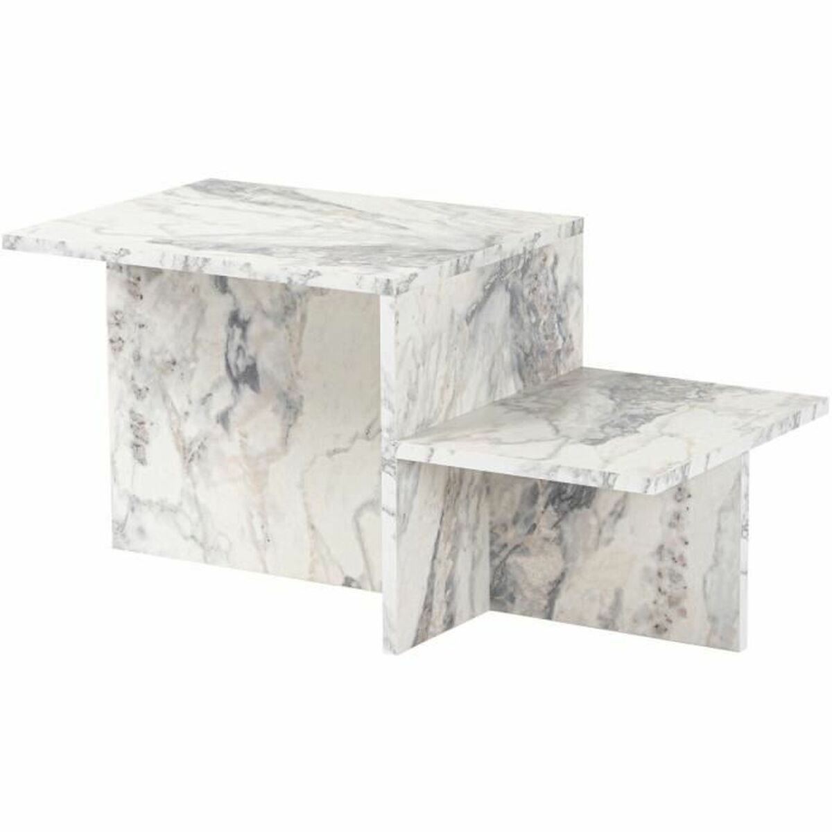 Soffbord Harmony Vit Grå 80 x 40 x 40 cm Marmor