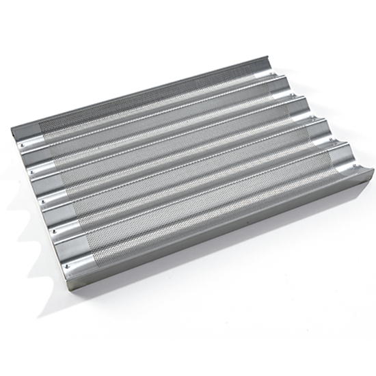 Perforerad aluminiumbricka med 5 kanaler och support, 60x40