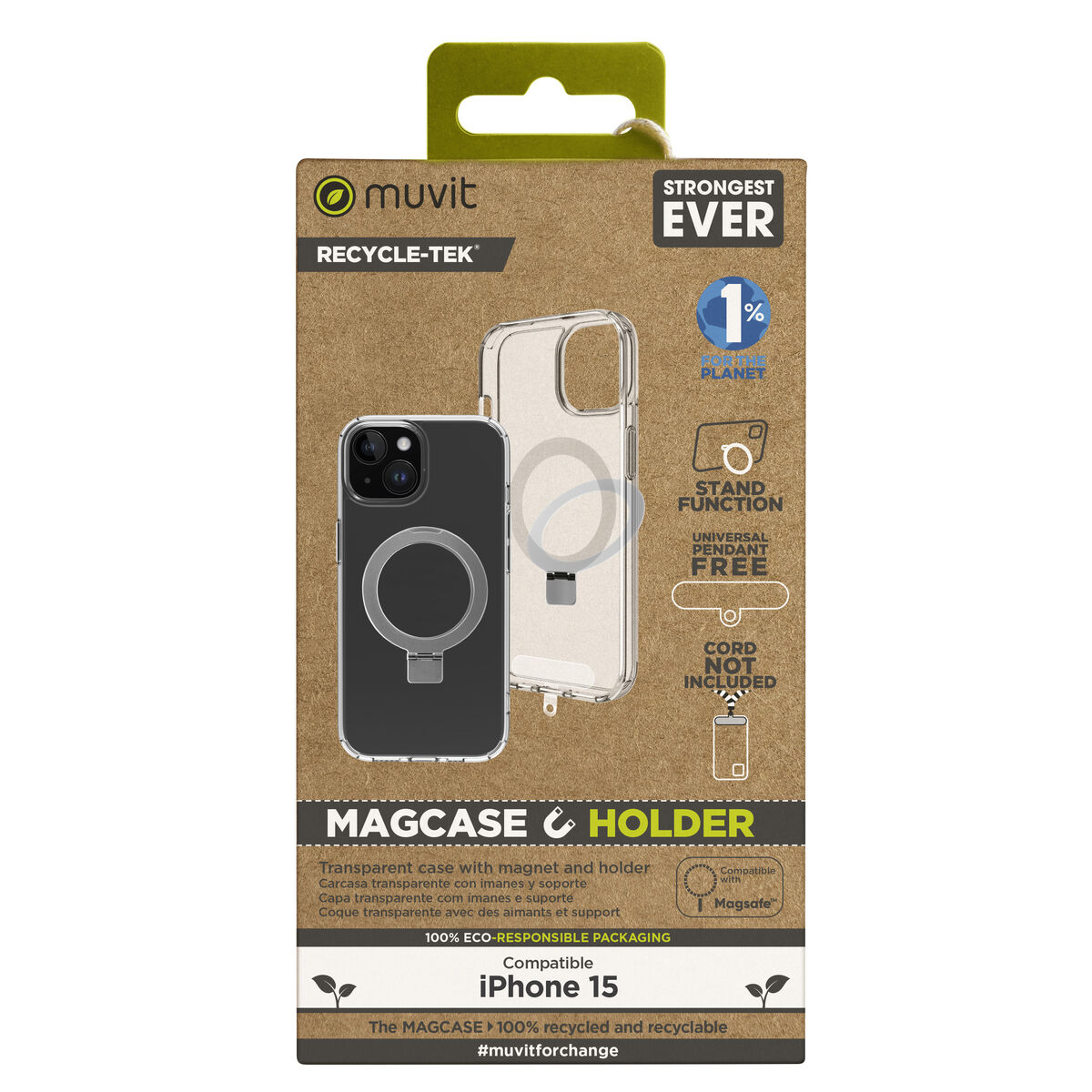 Mobilfodral Muvit for Change iPhone 15 Clear iPhone 15