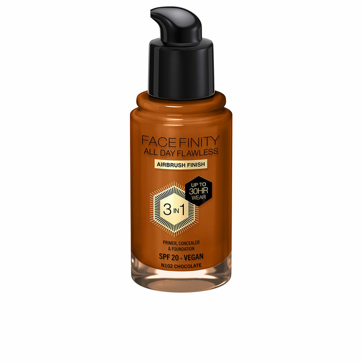 Foundationkräm Max Factor Face Finity All Day Flawless Nº N102 Chocolate N102-Chocolate Spf 20 30 ml 3 i 1