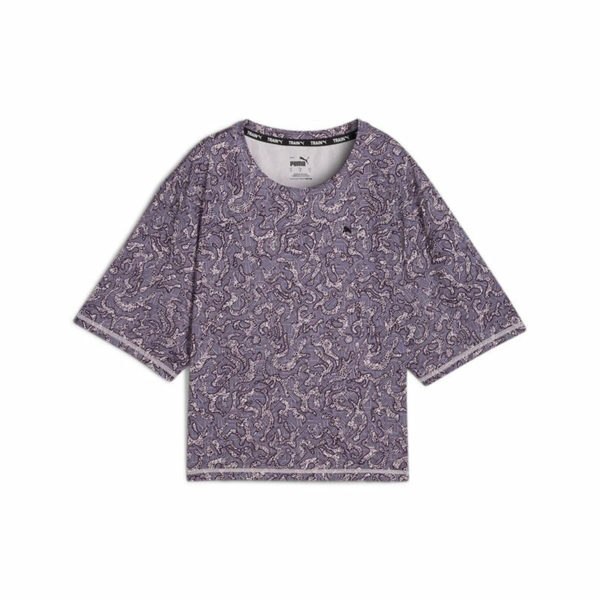 T-shirt med kortärm Dam Puma Train Favorite Aop Crop Mujer Purpur