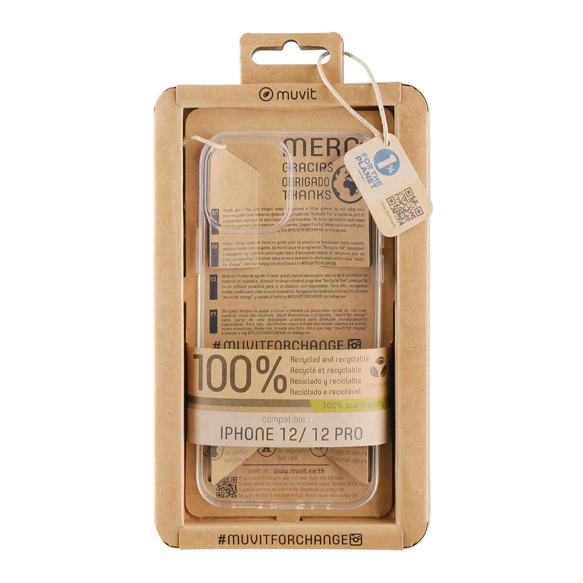 Mobilfodral Muvit for Change iPhone 12/12 Pro Transparent