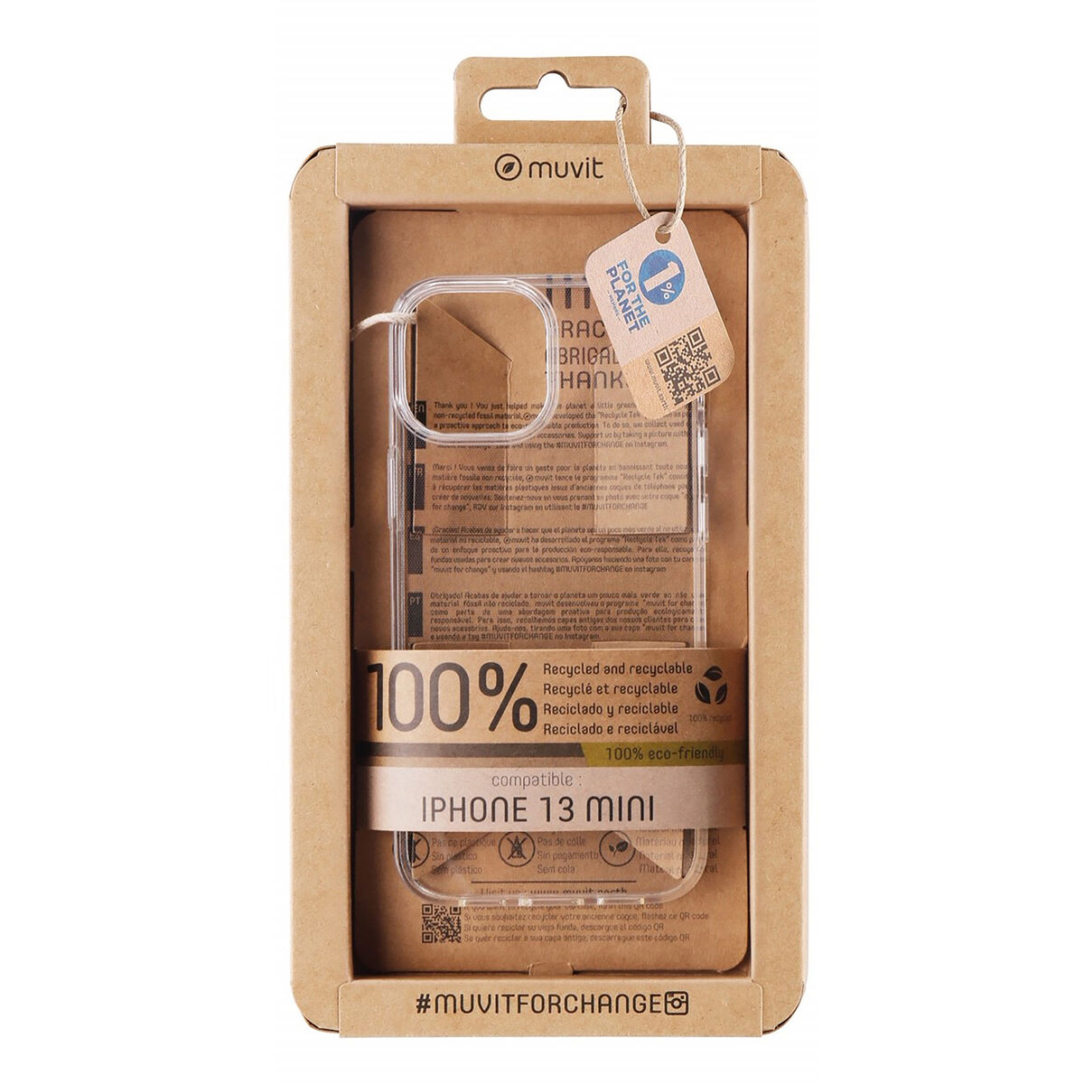 Mobilfodral Muvit for Change iPhone 13 Mini Svart iPhone 13 Mini