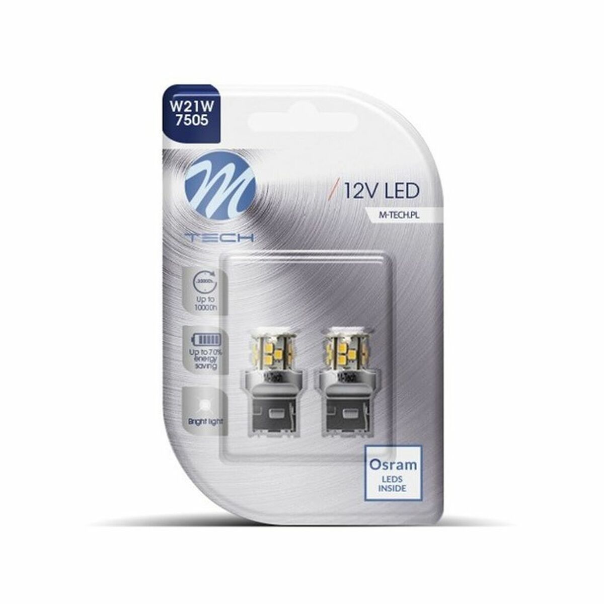 Glödlampa för bil M-Tech MTECLB114W Vit 12 V W21W Kallvit