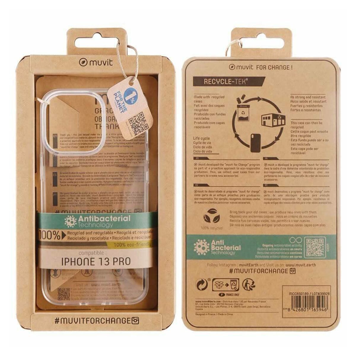 Mobilfodral Muvit iPhone 13 Pro Transparent iPhone 13 Pro