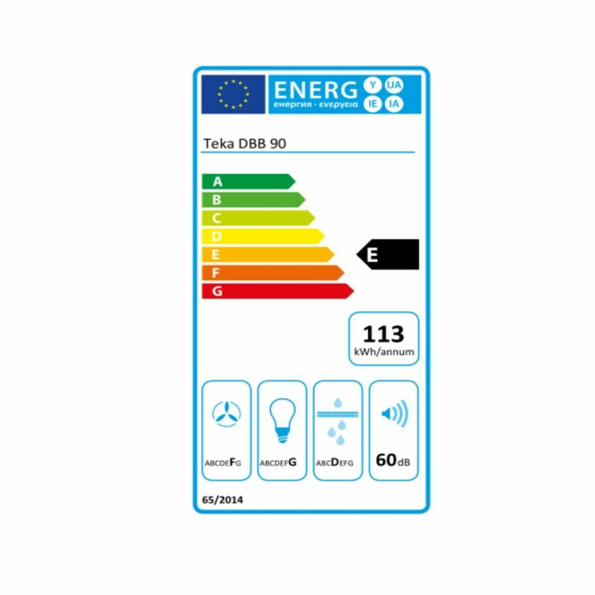 Konventionell fläkt Teka CAMPANA DBB 90 NEGRO 90 cm 63 dB Svart - 3