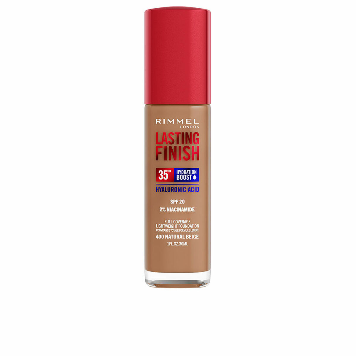 Flytande makeupbas Rimmel London Lasting Finish Nº 400 Natural Beige Nº 400-Natural Beige Spf 20 30 ml