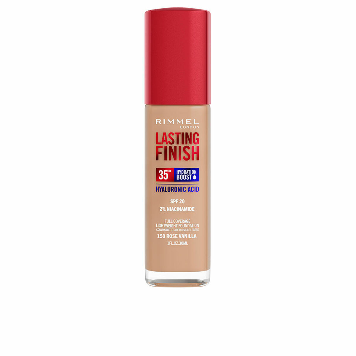 Flytande makeupbas Rimmel London Lasting Finish Nº 150 Rose Vanilla Nº 150-Rose Vanilla Spf 20 30 ml