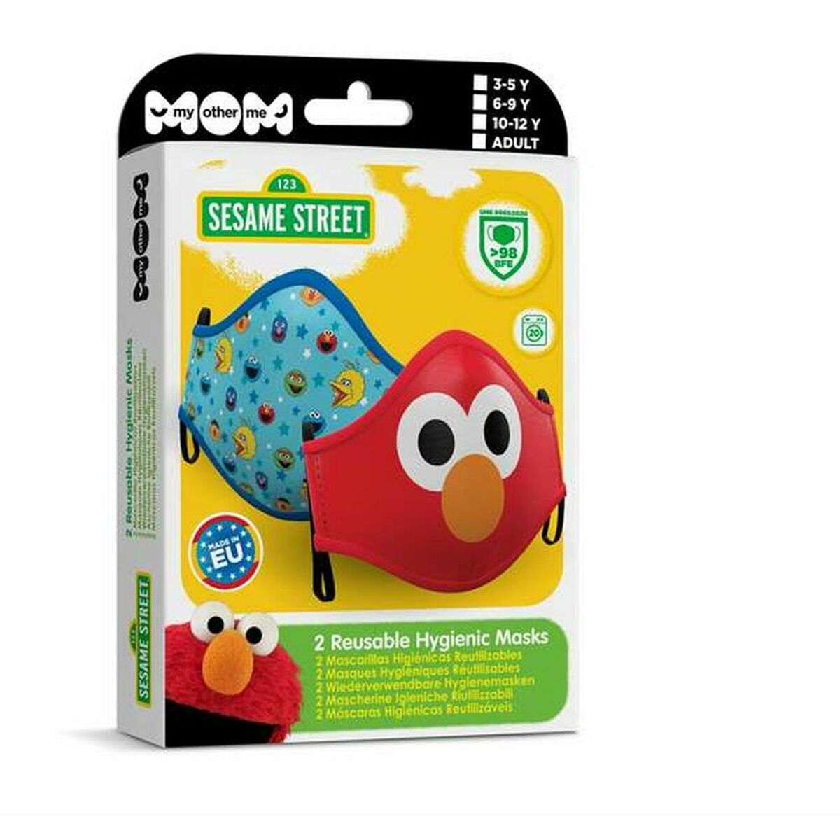 Återanvändbart Hygieniskt Munskydd av Tyg Sesame Street Premium Vuxen