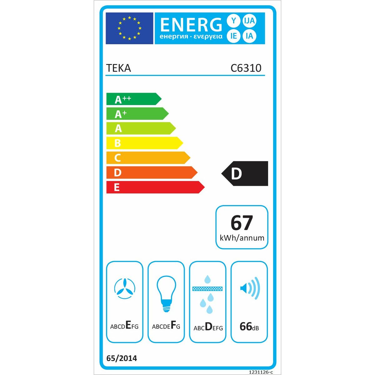 Konventionell fläkt Teka C6310BK 60 cm 235 m³/h 130W E Svart - 2