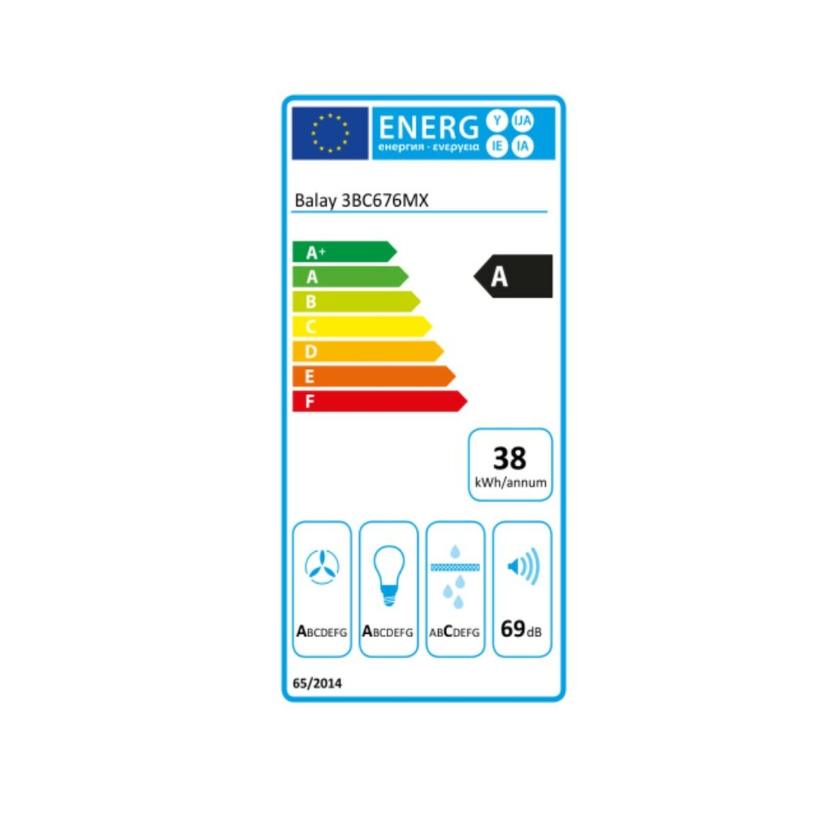 Konventionell fläkt Balay 3BC676MX 75 cm 600 m3/h 69 dB 220W Stål - 2