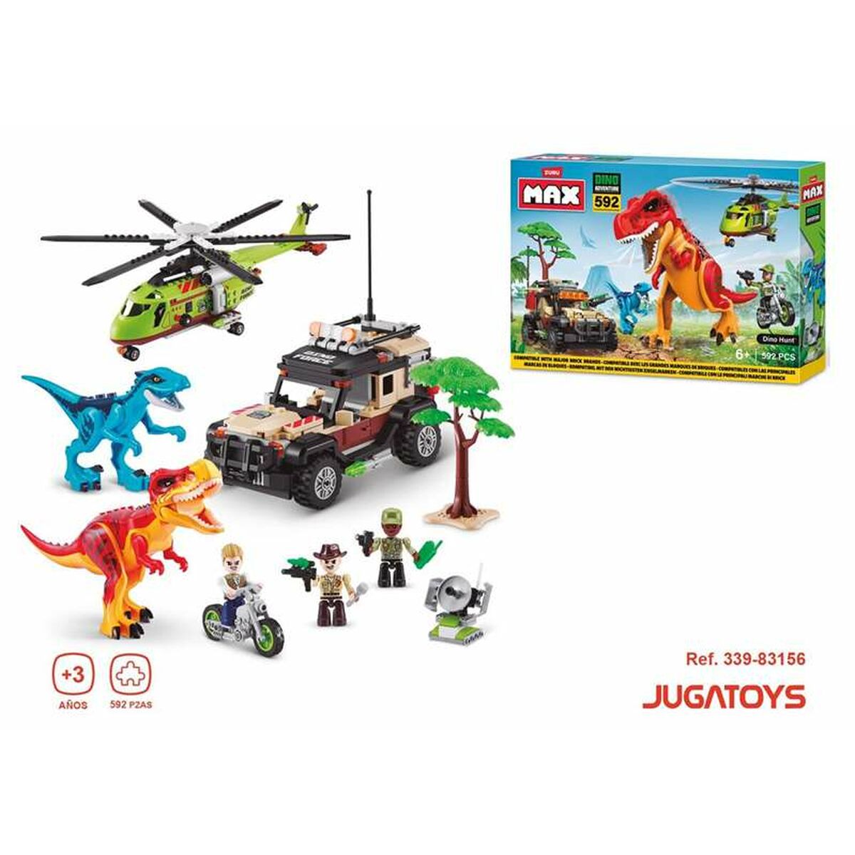 Byggspel + figurer Zuru Max Dino 33 x 48,3 x 7,6 cm 592 Delar - 3