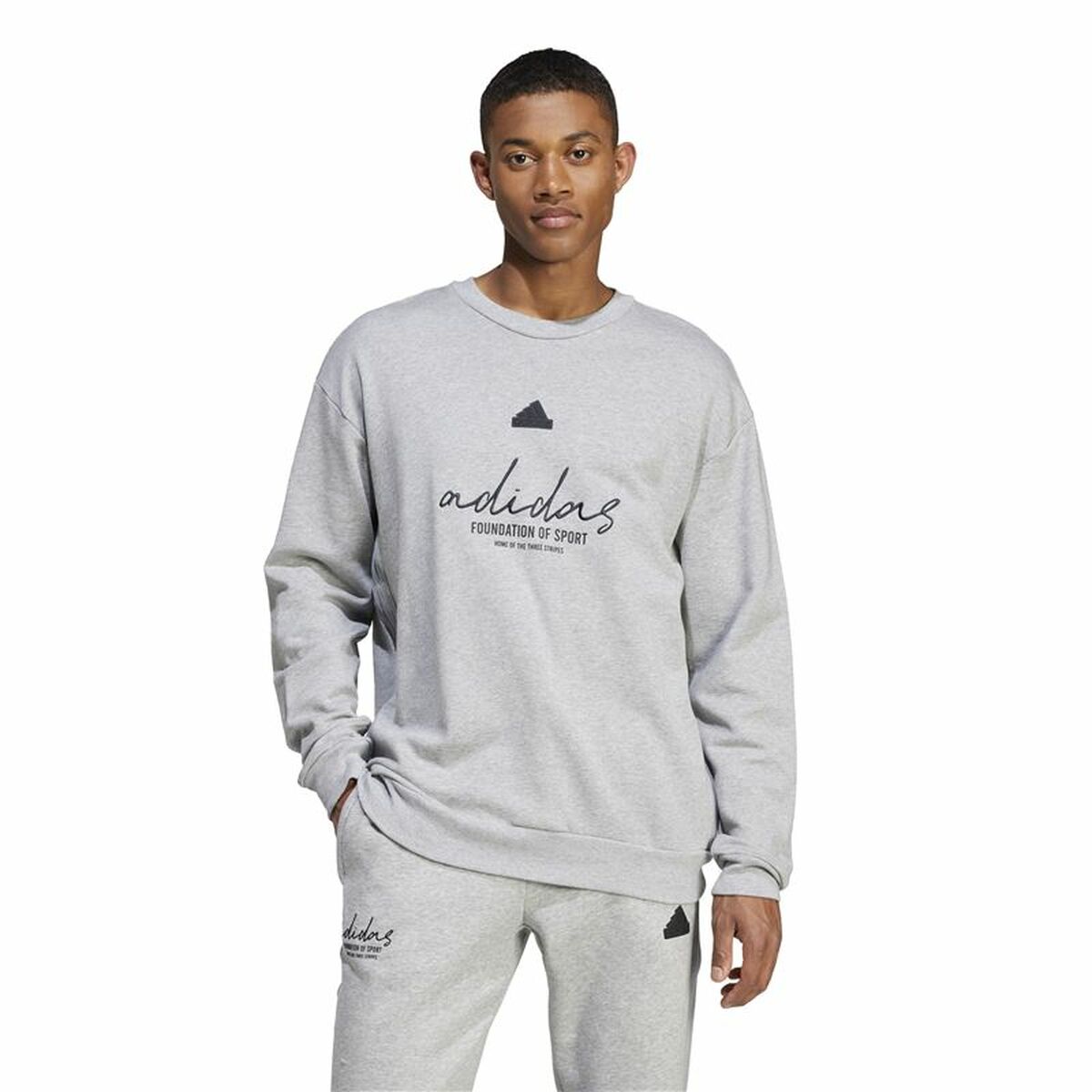 Tröja utan huva Herr Adidas Brand Love French Terry Grå - 2