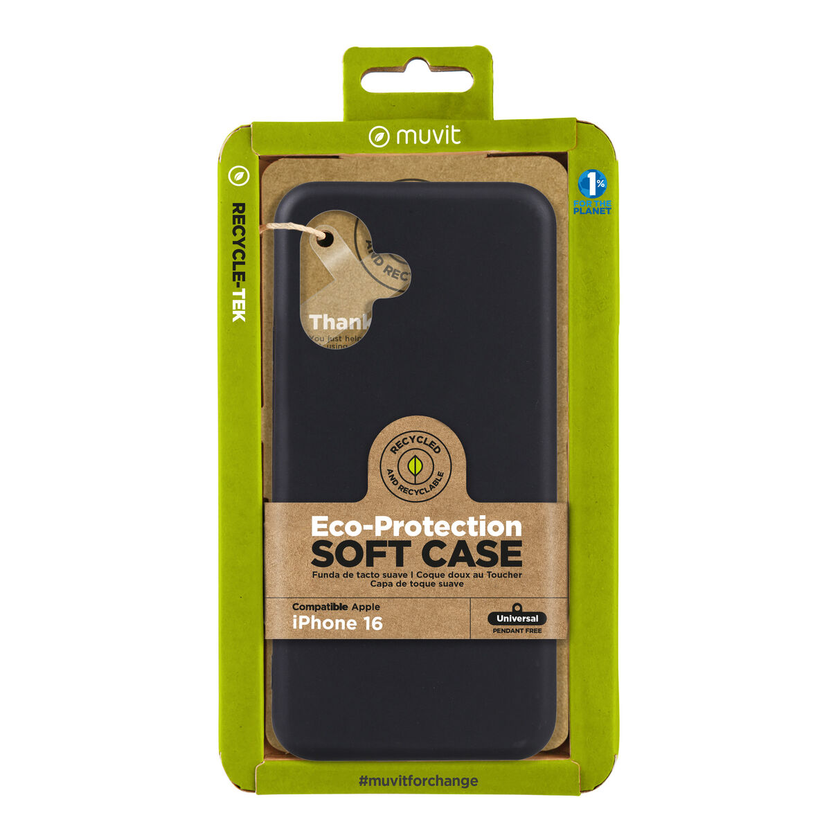 Mobilfodral Muvit for Change iPhone 16 Svart