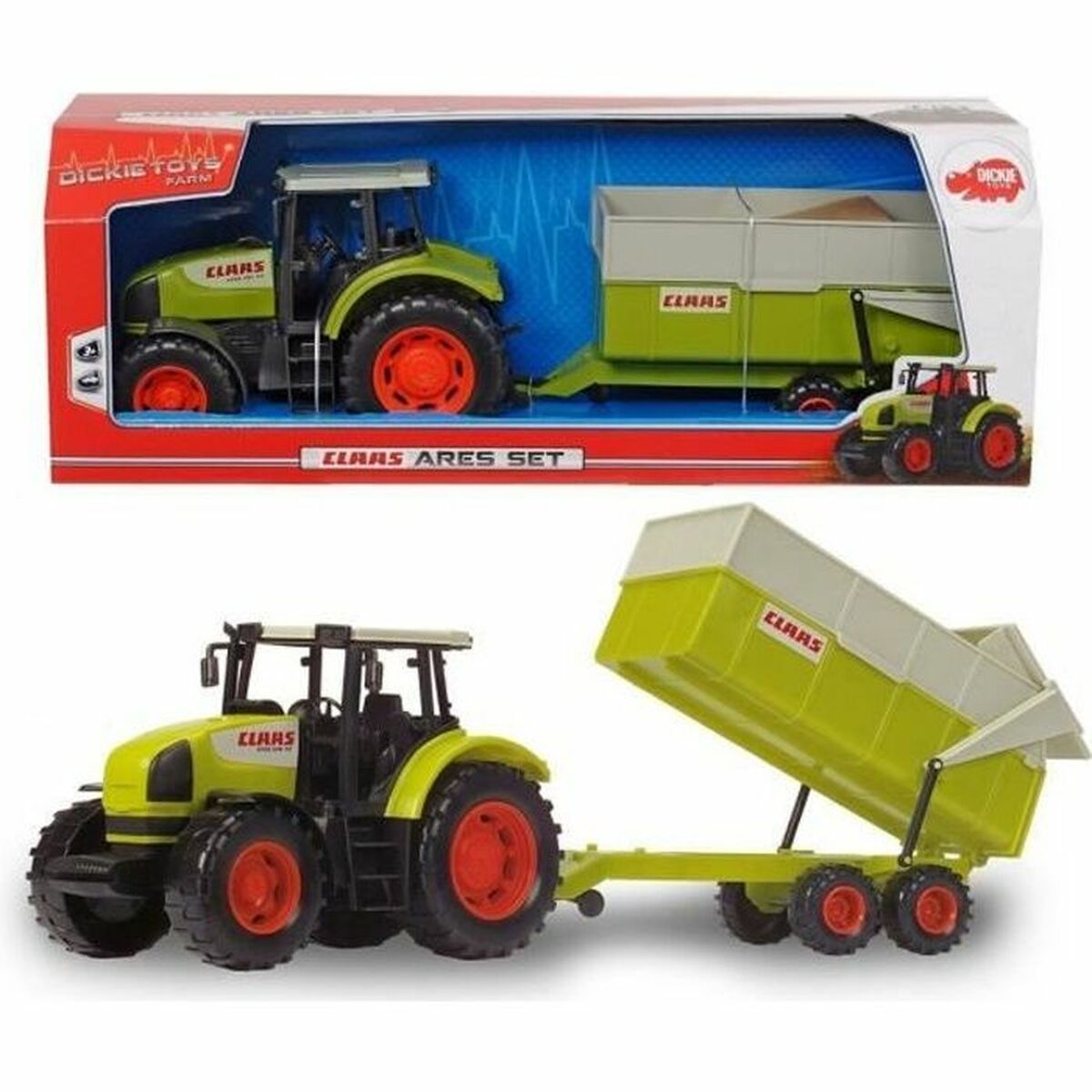 Leksakstraktor Dickie Toys Cars Ares Set