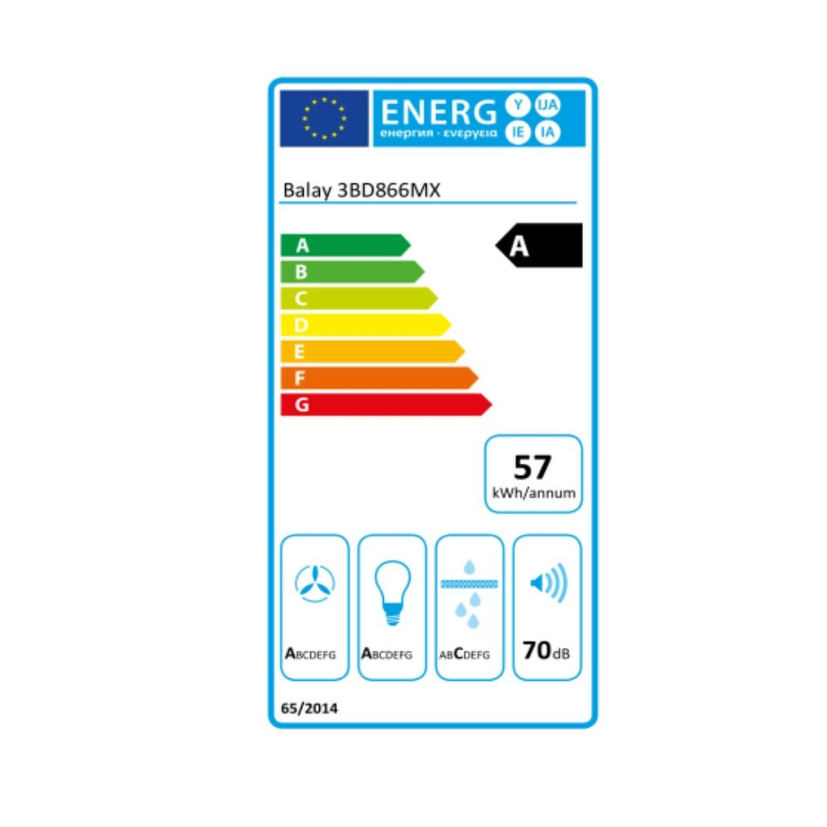 Konventionell fläkt Balay 7612985650045 60 cm 620 m³/h 250W A Stål - 2