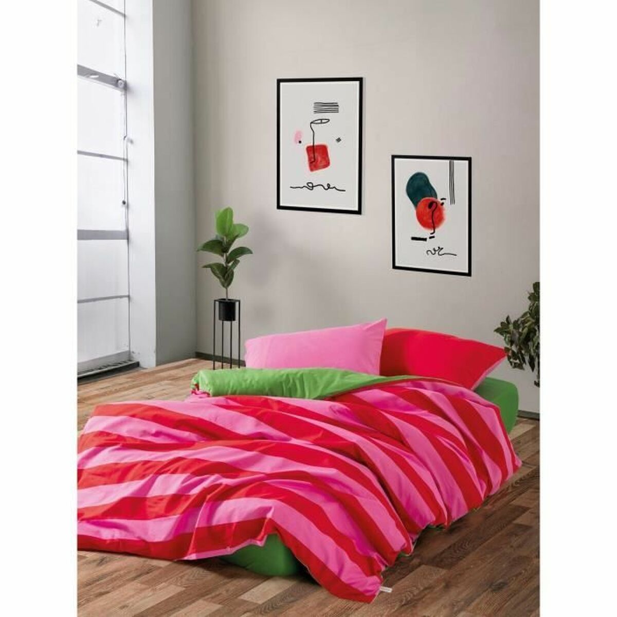 Täckslagsset Röd Rosa 220 x 240 cm