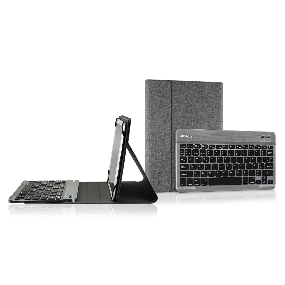 Väska till Läsplatta och Tangentbord Subblim SUB-KT2-BT0002 Grå Qwerty Spanska