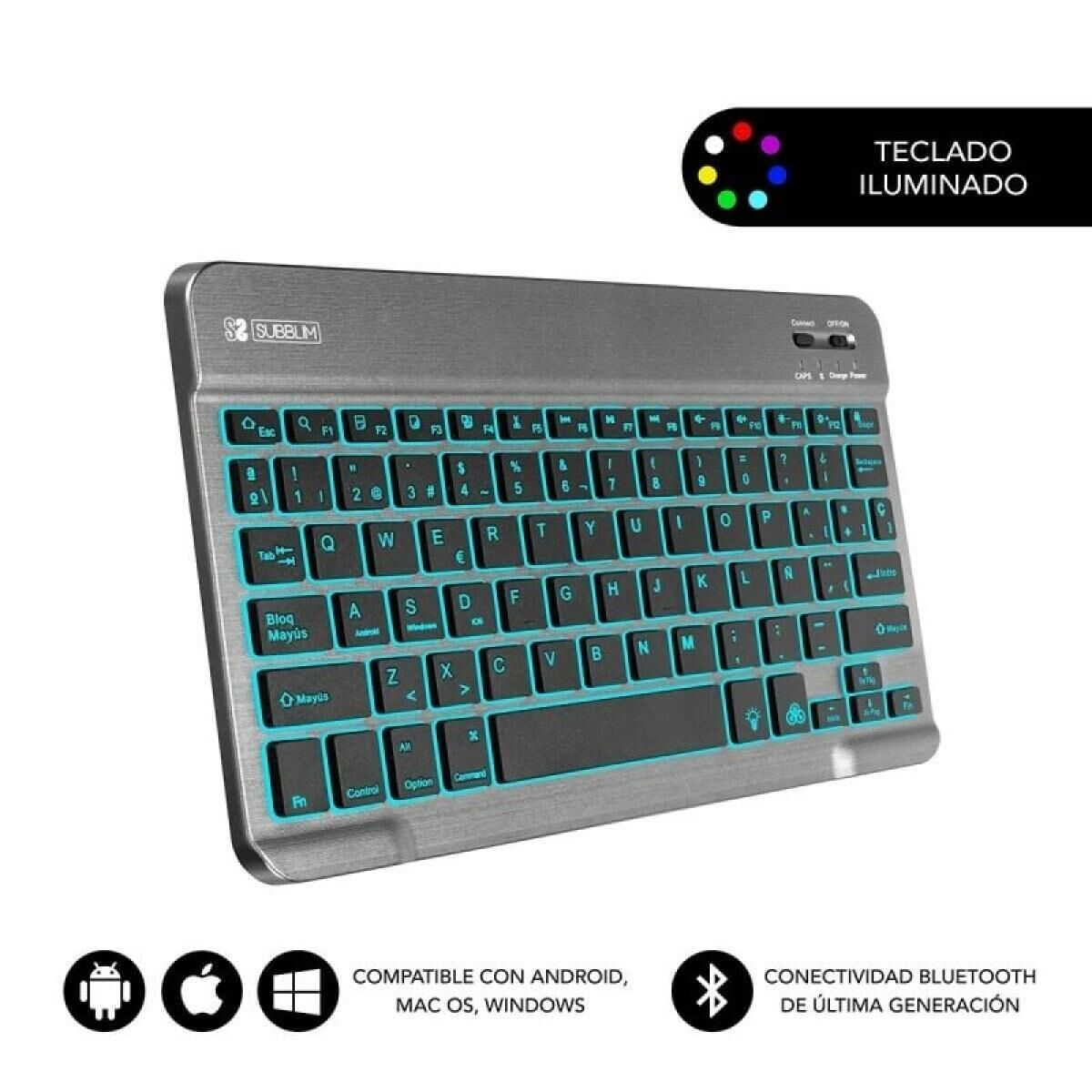 Bluetooth Tangentbord Subblim SUB-KBT-SMBL31 Grå Qwerty Spanska