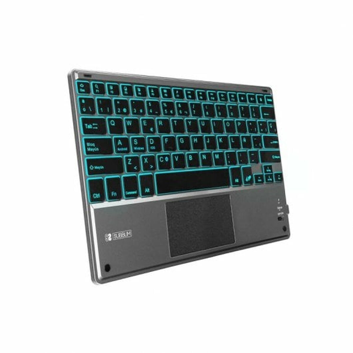 Bluetooth-tangentbord med tabletthållare Subblim SUB-KBT-SMBT51 Grå Multicolour Qwerty Spanska