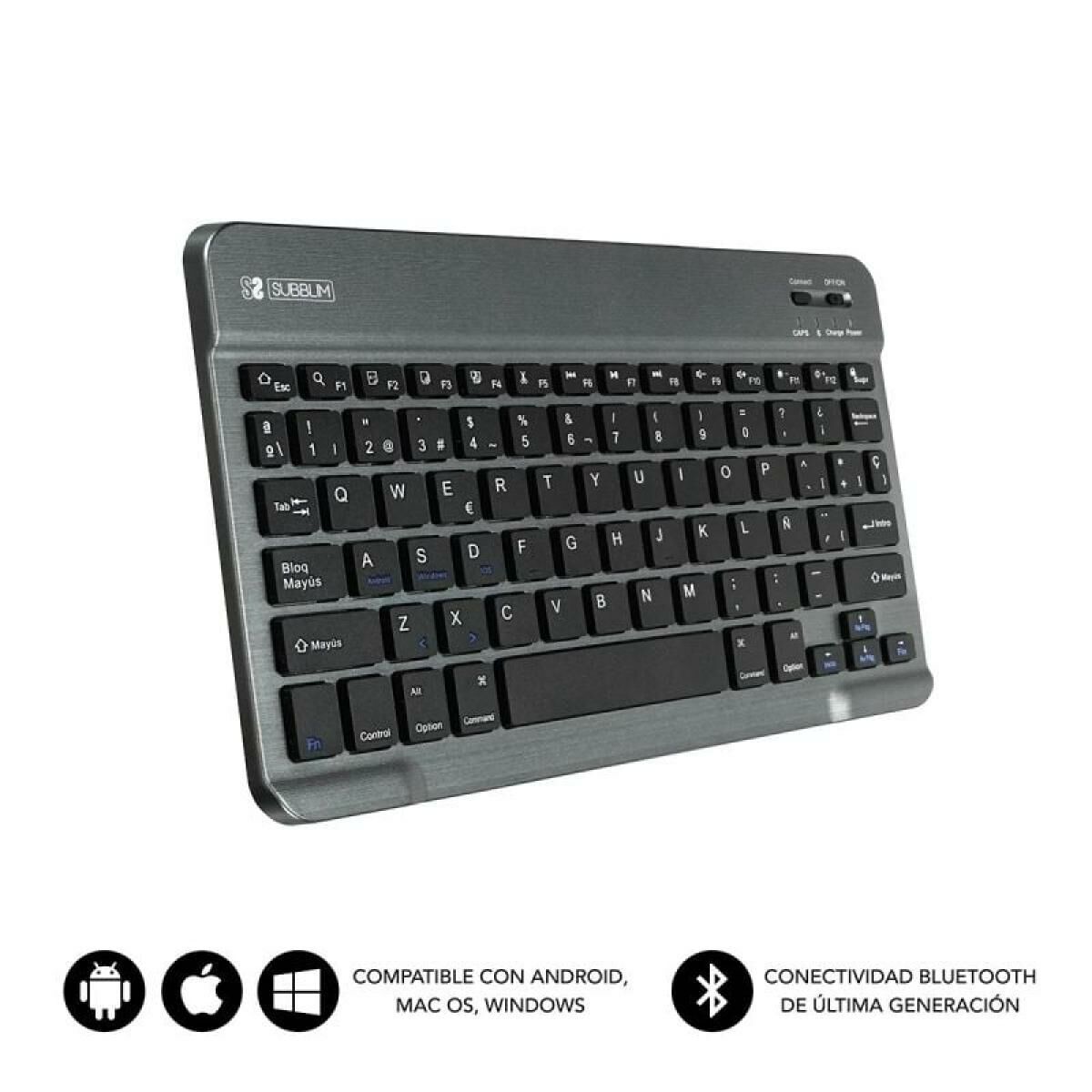Bluetooth Tangentbord Subblim SUB-KBT-SM0002 Grå Qwerty Spanska