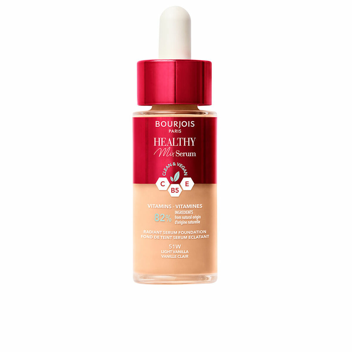Flytande makeupbas Bourjois Healthy Mix Nº 51W Light vanilla Nº 51w-Light Vanilla 30 ml Serum