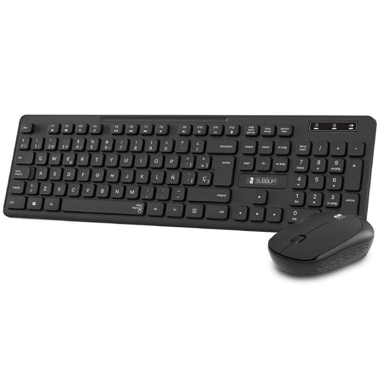Trådlöst Tangentbord och Mus Subblim SUBKBC-CSSW10 Svart Qwerty Spanska QWERTY