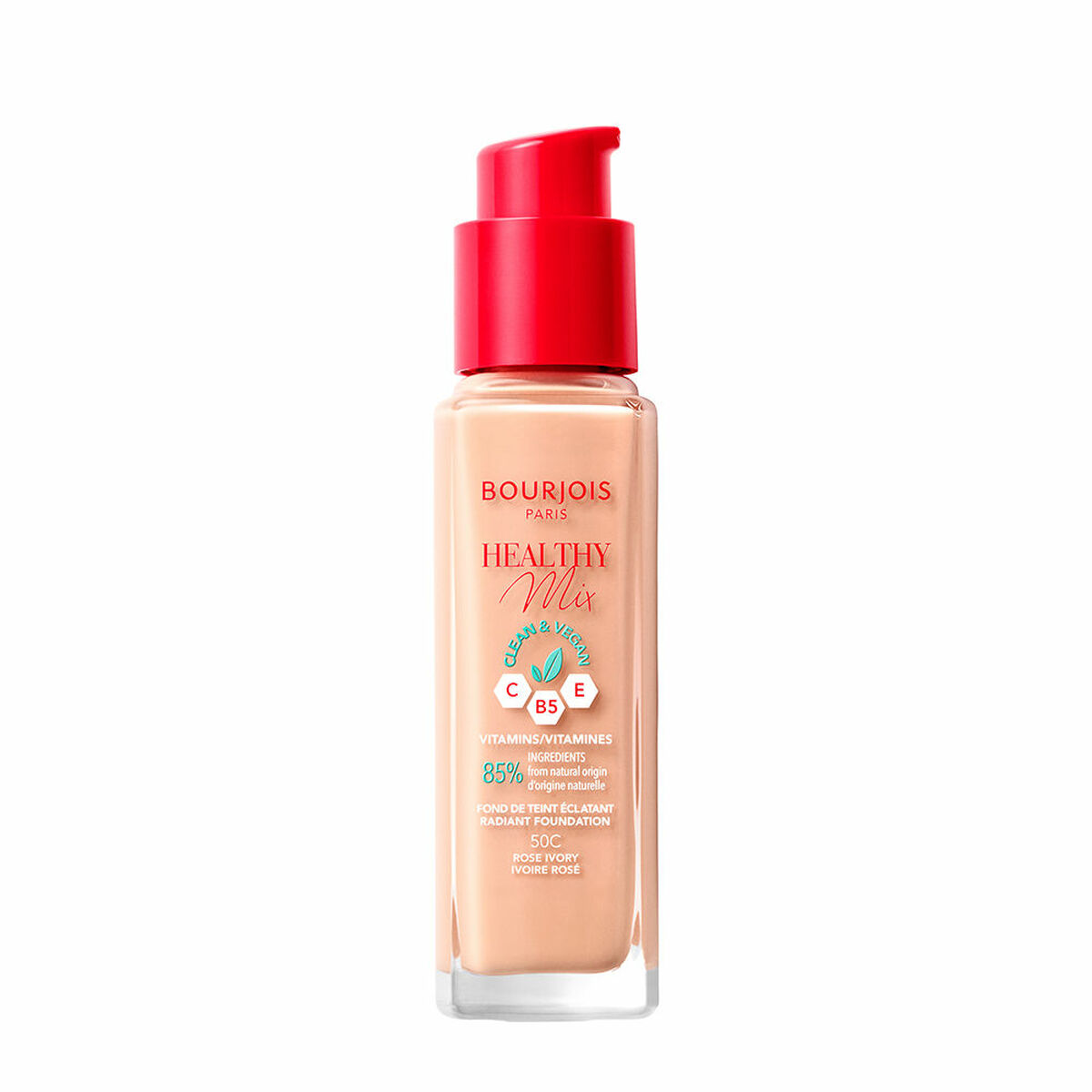 Flytande makeupbas Bourjois Healthy Mix Nº 50C Rose ivory Nº 50c-Rose Ivory 30 ml