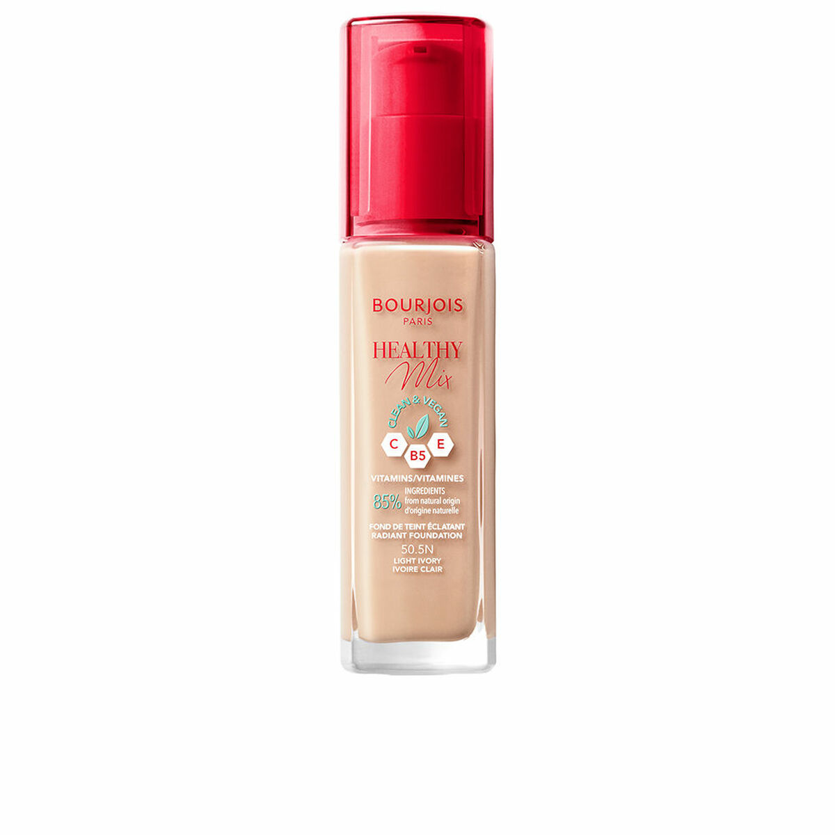 Flytande makeupbas Bourjois Healthy Mix Nº 50.5N Light ivory Nº 50.5n-Light Ivory 30 ml