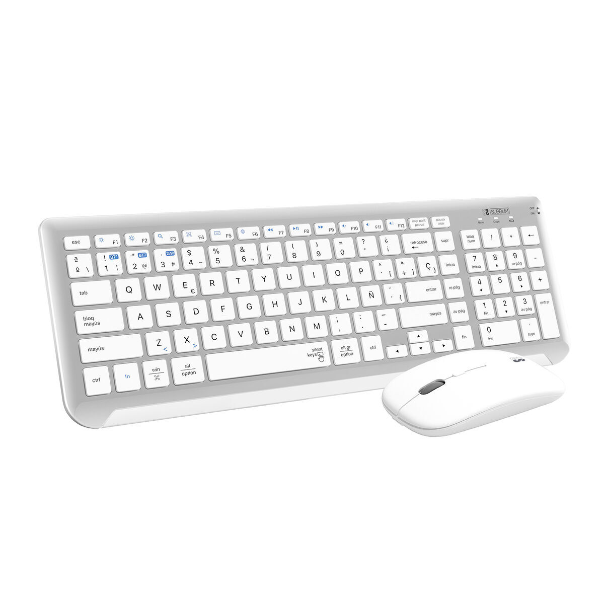 Trådlöst Tangentbord och Mus Subblim SUBKBC-DCEP10 Silvrig Qwerty Spanska