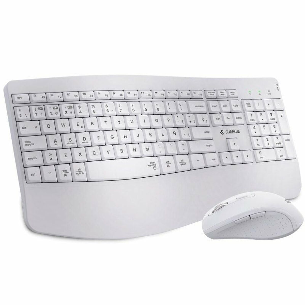 Tangentbord och Mus Subblim SUBKBC-DCOPW1 Vit spanska Qwerty Spanska QWERTY