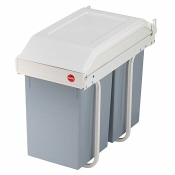 Soptunna Hailo Multi-Box duo L Vit Grå Kräm Stål Plast 2 lådor 14 L Integrerbar (2 antal)