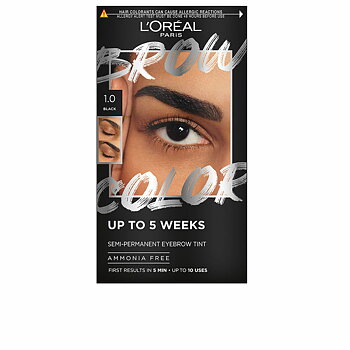 Ögonbryn färgade L'Oreal Make Up BROW COLOR Nº 1.0 Black Nº 1.0-Black Halvpermanent 4 Delar