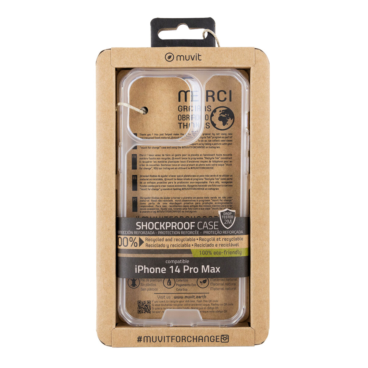 Mobilfodral Muvit for Change iPhone 14 Pro Max Transparent