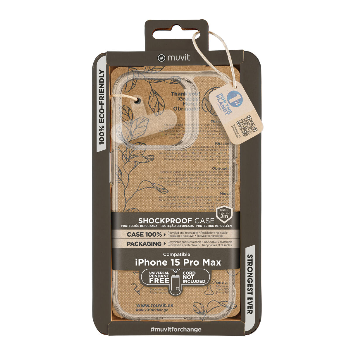 Mobilfodral Muvit for Change iPhone 15 Pro Max Clear