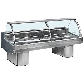 Kyld köttdisk med böjt glas, statisk kylning, +4 ° C / + 6 ° C, w 3000 mm