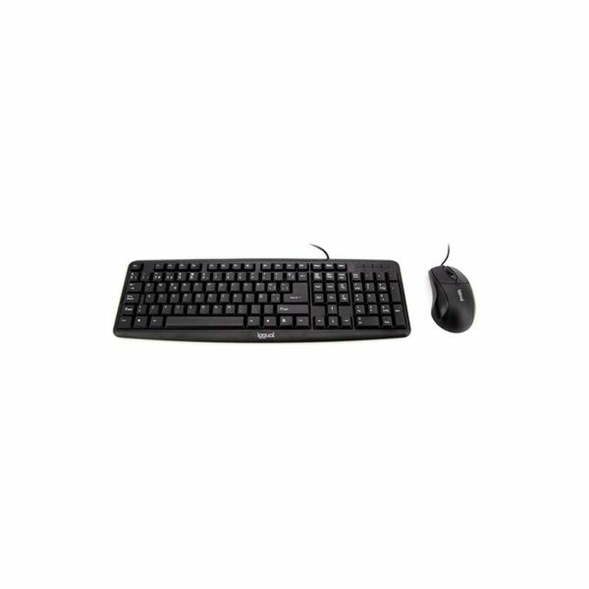 Tangentbord och Mus iggual QWERTY USB Svart Qwerty Spanska