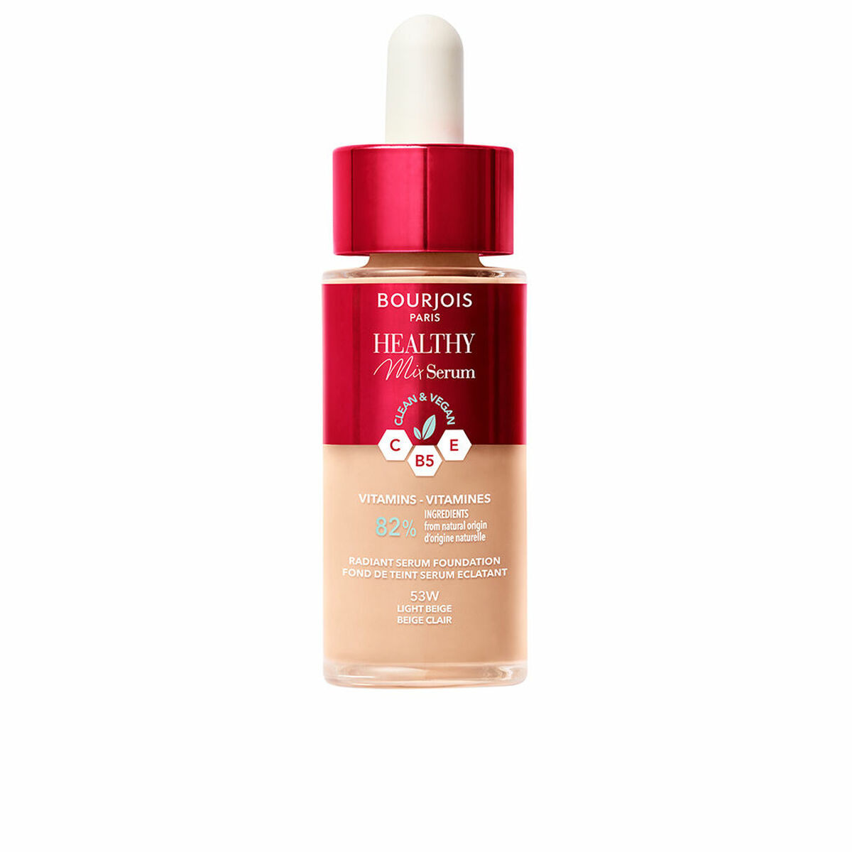 Flytande makeupbas Bourjois Healthy Mix Nº 53W Light beige Nº 53w-Light Beige 30 ml Serum