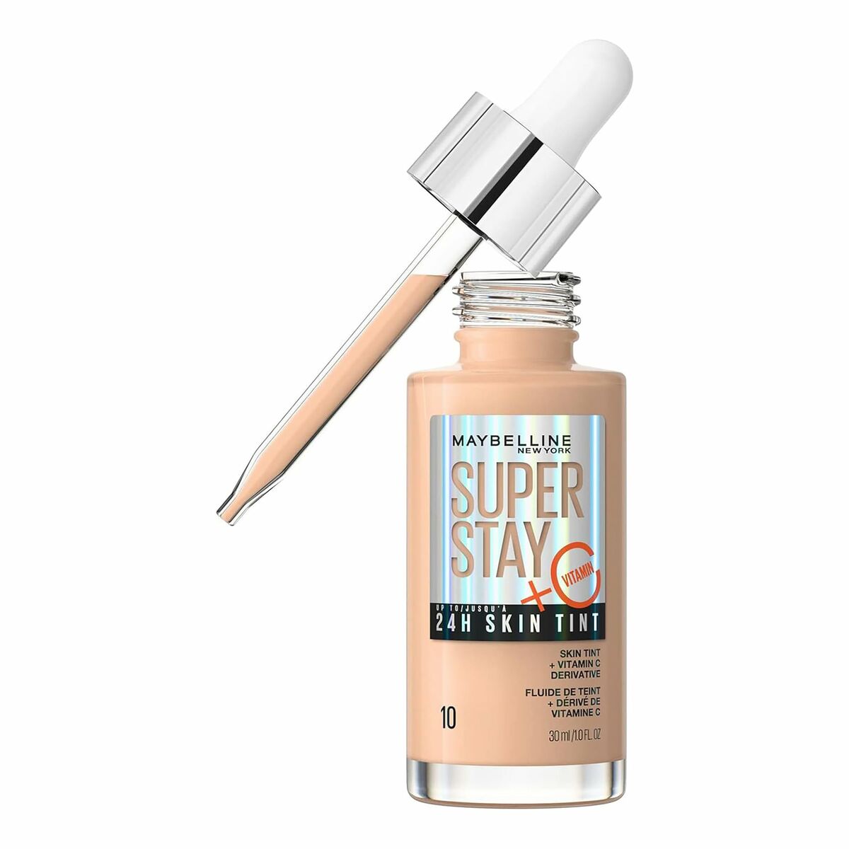 Flytande makeupbas Maybelline Super Stay Skin Tint Nº 10 30 ml C-vitamin - 3