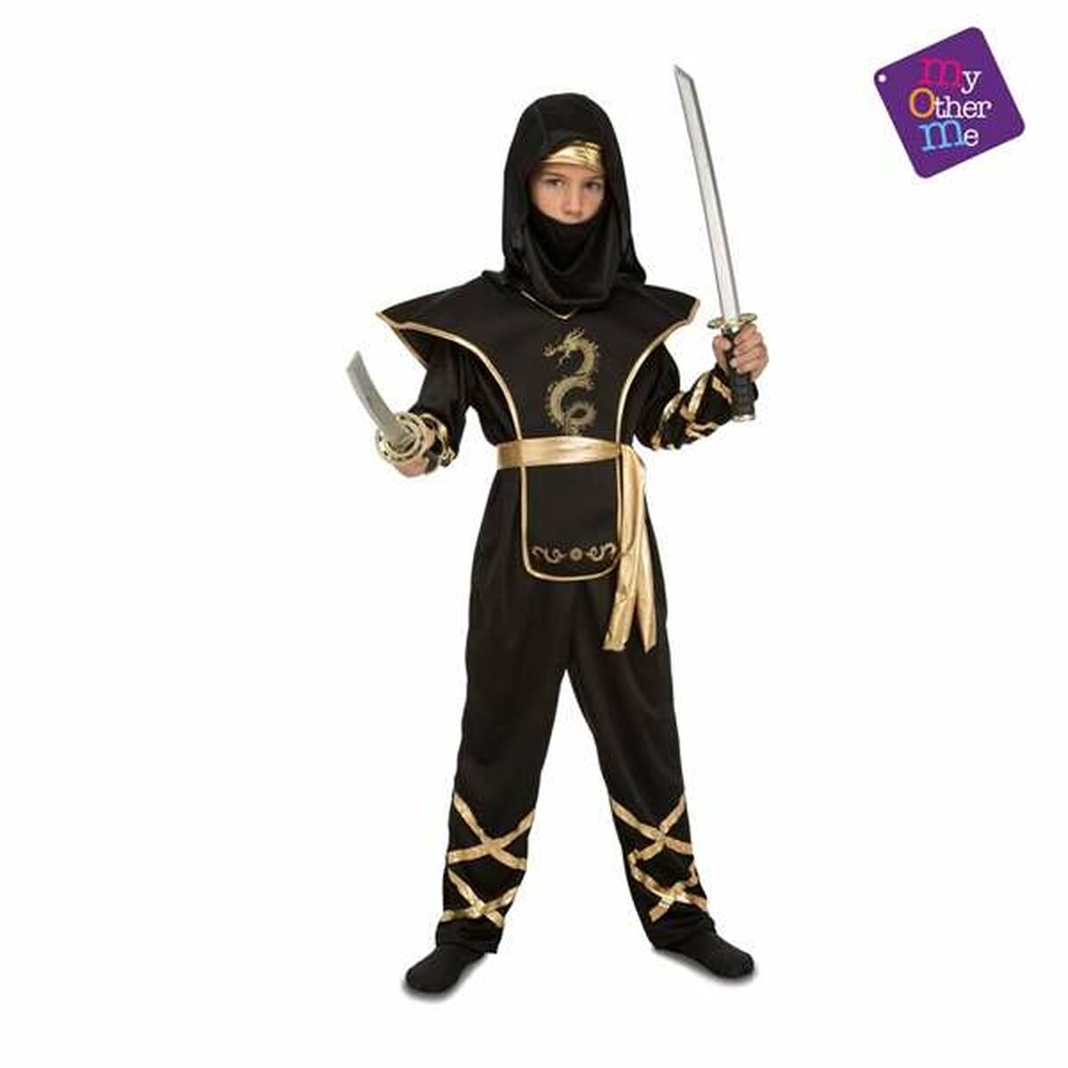 Maskeraddräkt för barn My Other Me Ninja 7-9 år Svart (4 Delar) - 3