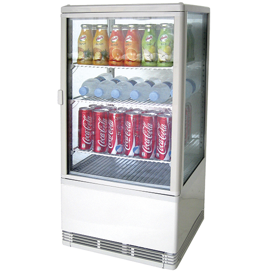 Kyld display med 3 hyllor,-bänk, 70 liter, 0 ° C / + 12 ° C, vit färg